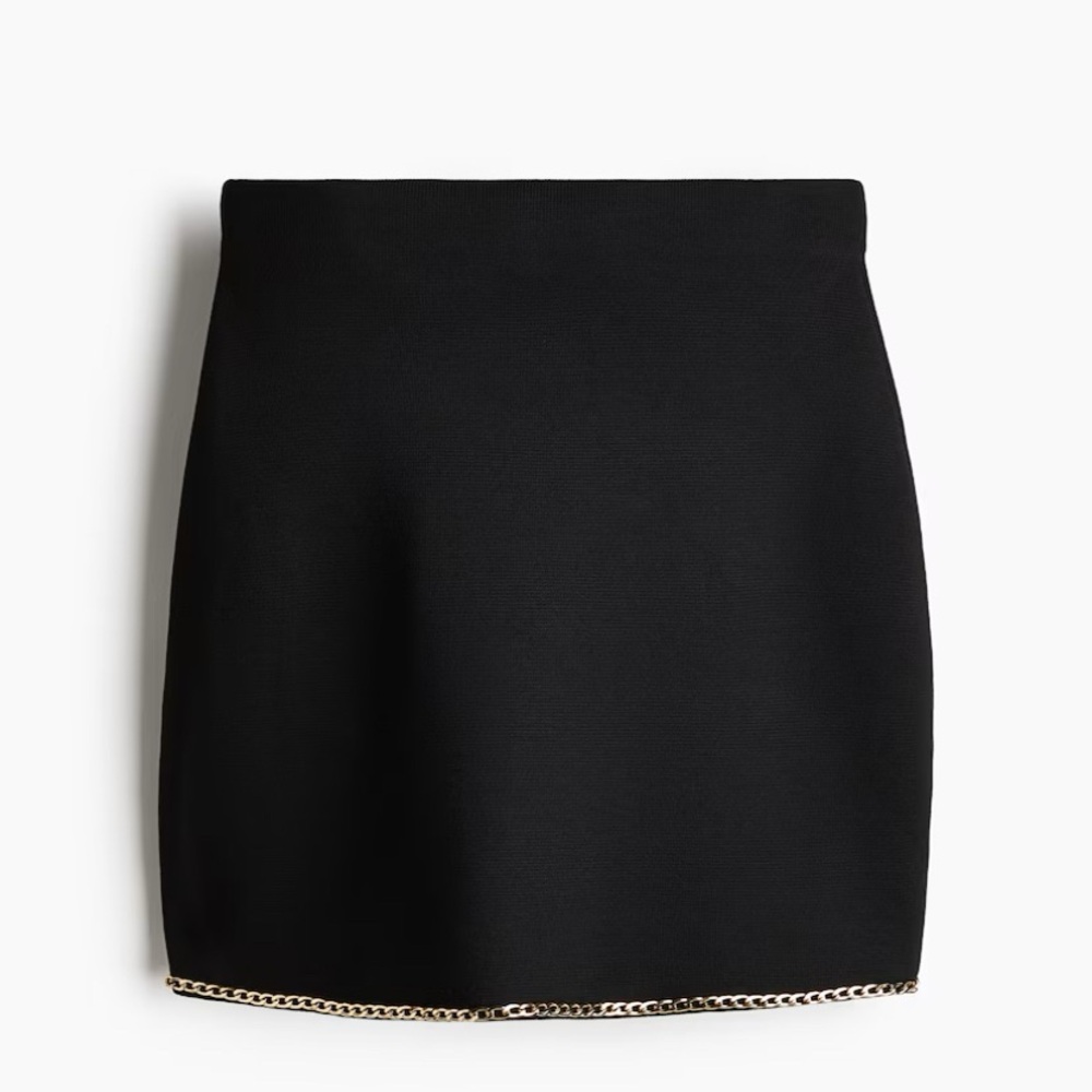 H&M Black Chain-Trim Two-Piece Skirt Set. BRAND NEW W TAGS. - Picture 3 of 7